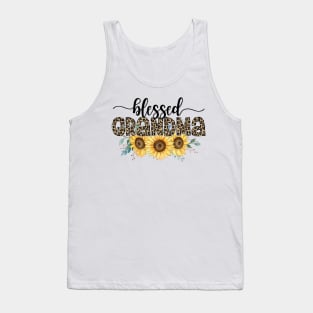 Blessed Grandma Leopard Sunflower Tank Top